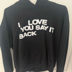 M/L LONELY GHOST Black Hoodie with White Text